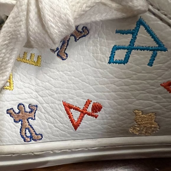 Del Toro Embroidered Leather Moroccan Theme Lace Up Low Top Sneakers 7 - Picture 9 of 13